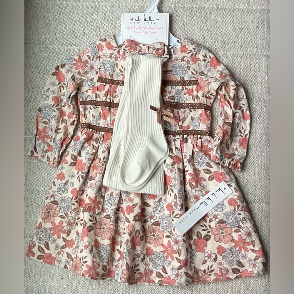 Nicole Miller Floral Dress with Tights